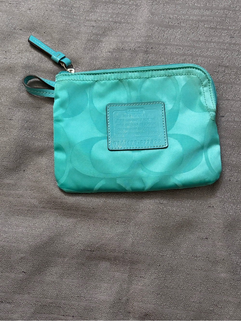 Coach F77322 Turquoise Green Signature Nylon Getaway Pouch Only